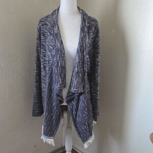 Hayden Blue and White Open Front Cardigan